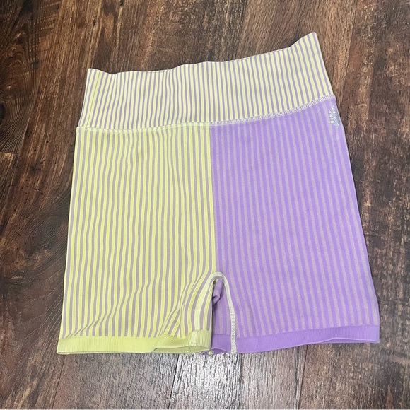 Free People Movement Yellow/Purple Combo Stripe Mixing Bike Shorts M/L - Picture 1 of 3
